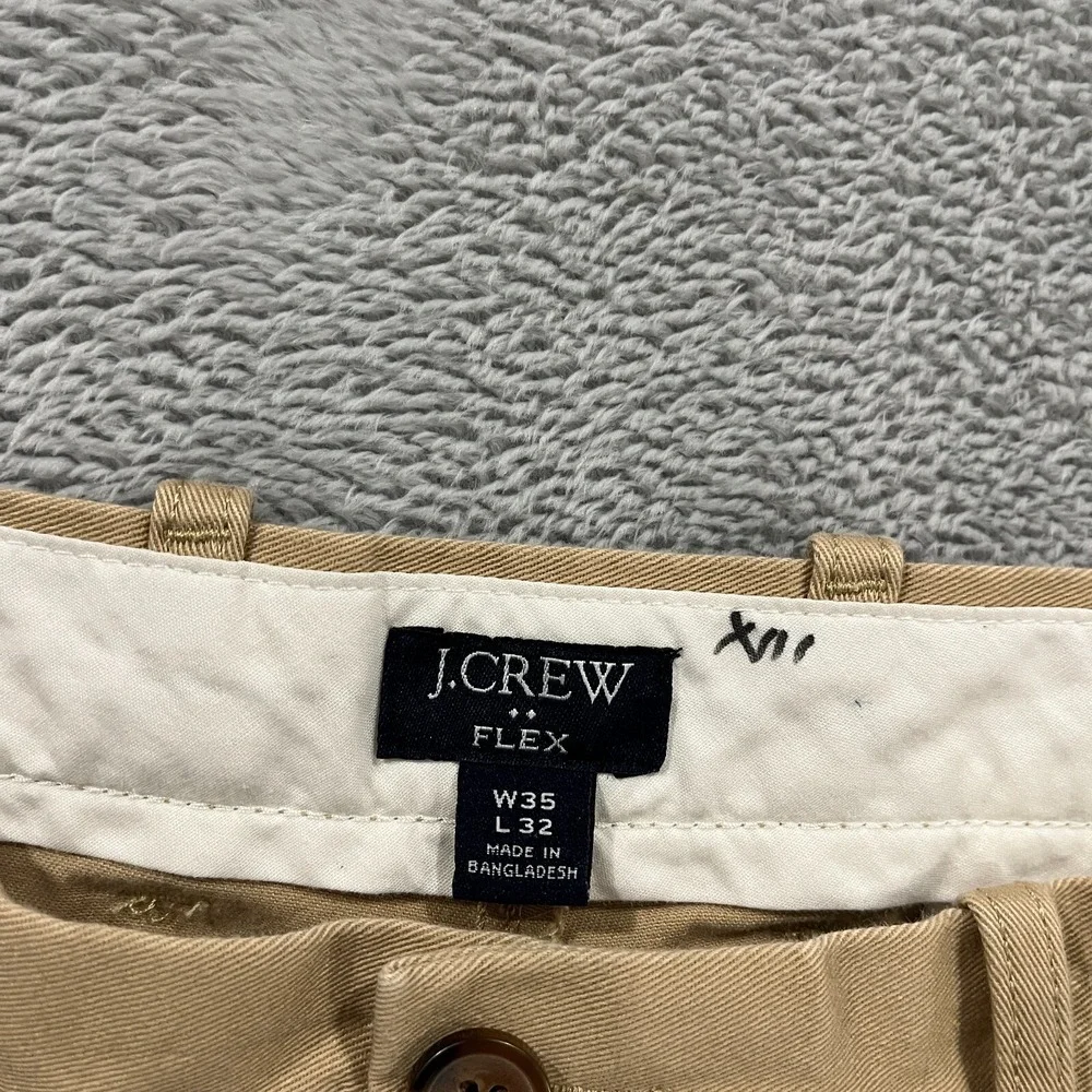 J. Crew Flex‎ Chino Pants Mens 35x32 Khaki Tan Slim Straight Preppy Stretch